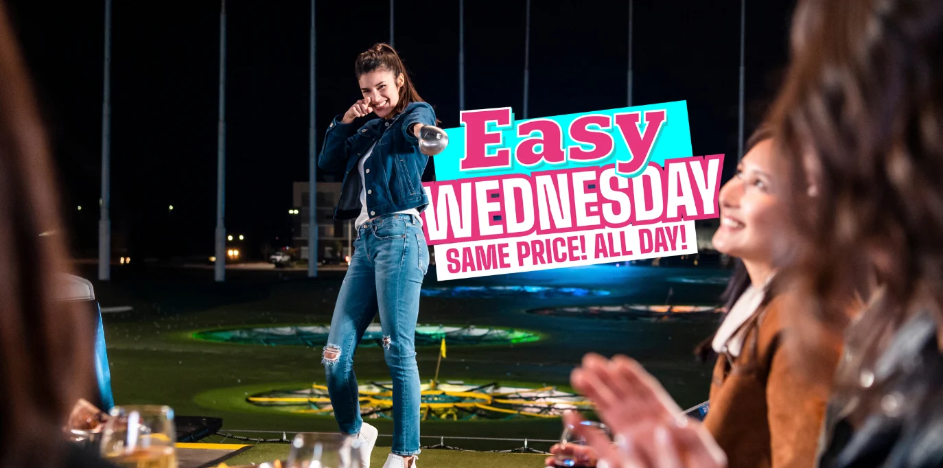Easy Wednesday bei Topgolf Wien: 8 € pro Person und Stunde, den ganzen Mittwoch